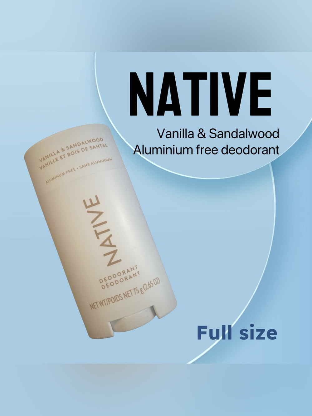 🇺🇸🆕NEW NATIVE | FULL | Aluminium-free Vanilla & Sandalwood deodorant